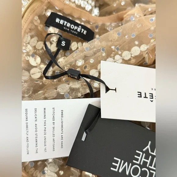 Retrofete Raes Sheer Embellished Long Sleeve Size Small - Picture 16 of 17